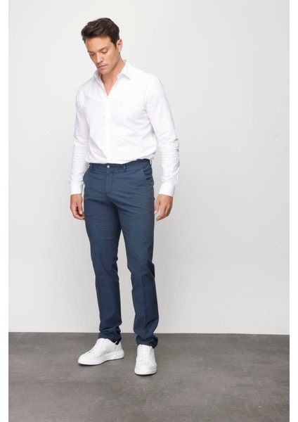 Erkek Beli Lastikli Yan Cepli Koton Pantolon Lacivert fırsatları