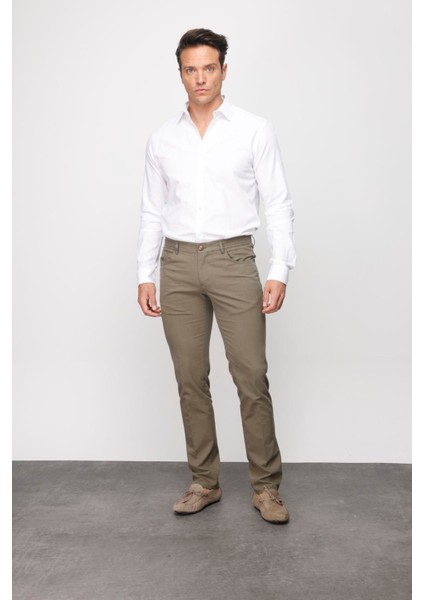 Erkek Beli Lastikli 5 Cepli Koton Pantolon Haki modelleri