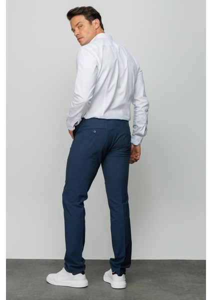 Erkek Beli Lastikli Yan Cepli Koton Pantolon Indigo fiyatları