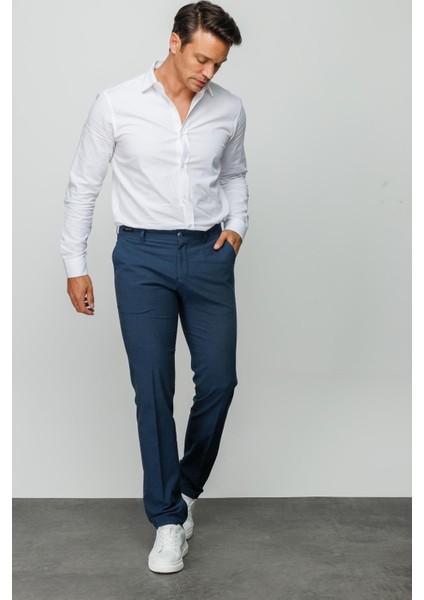 Erkek Beli Lastikli Yan Cepli Koton Pantolon Indigo indirimleri