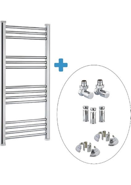 50 / 100 Cm 14 Borulu Krom Havlupan + 2 Adet Vana + 2 Boru Gizleme Aparatı + Montaj Seti