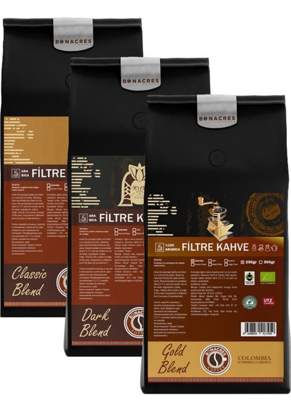 Gold - Dark - Classic Blend Filtre Kahve Paketi 250GR x 3