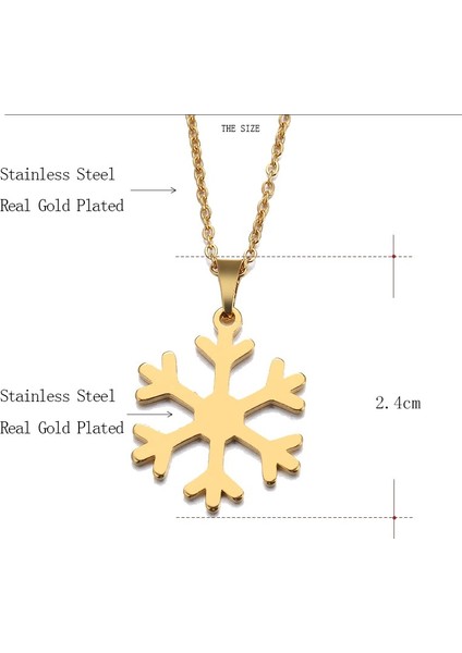 Titanyum Paslanmaz Çelik " Kar Tanesi " Kolyesi (Gold) modelleri