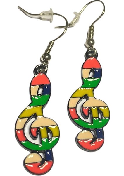 Renkli Sol Anahtar Küpe