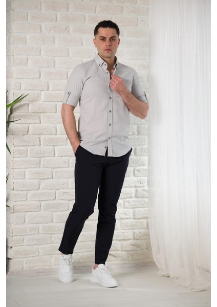 Yaka Düğmeli Dokulu Slimfit Erkek Gömlek fiyatları