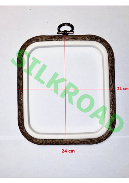 No:3 Desenli Kare Pano Kasnak - Nakış Kasnağı - 21 cm x 23 cm