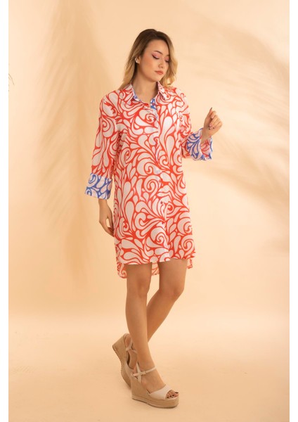 Kısa Gömlek Battal Etnik Kırmızı BNTS-23009-B fiyatları