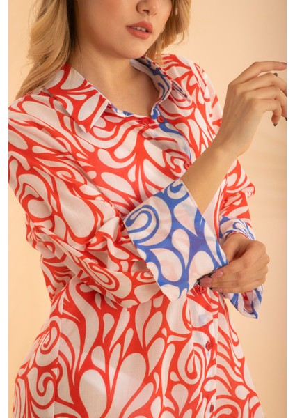 Kısa Gömlek Battal Etnik Kırmızı BNTS-23009-B fırsatları