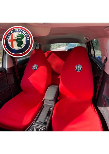 Alfa Romeo Giulia Oto Koltuk Servis Kılıfı Kırmızı Likralı Esnek Tüm Araç Modellerine Uygun