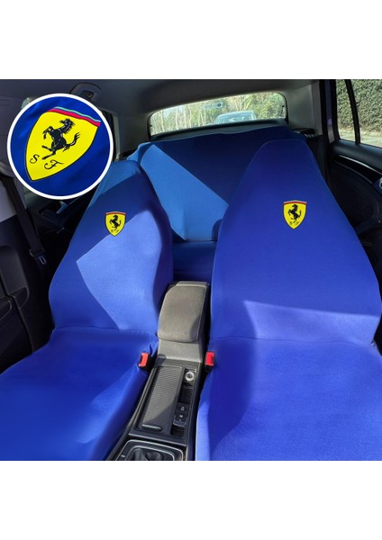 Ferrari Enzo Oto Koltuk Servis Kılıfı Mavi Likralı Esnek Tüm Araç Modellerine Uygun Universal