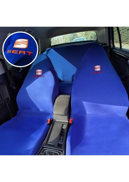 Seat Ibiza 5 Oto Koltuk Servis Kılıfı Mavi Likralı Esnek Tüm Araç Modellerine Uygun Universal