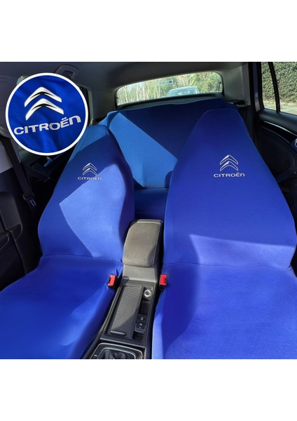 Citroen C3 Oto Koltuk Servis Kılıfı Mavi Likralı Esnek Tüm Araç Modellerine Uygun Universal