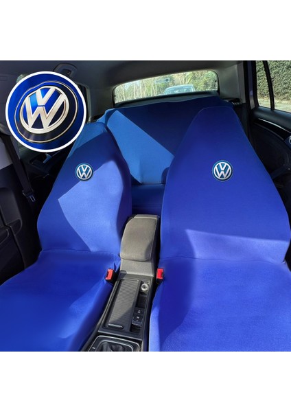 Volkswagen Golf 6 Oto Koltuk Servis Kılıfı Mavi Likralı Esnek Tüm Araç Modellerine Uygun Universal
