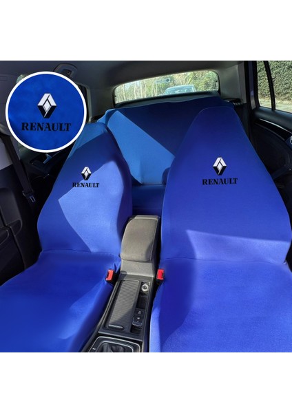 Renault Megane 3 Oto Koltuk Servis Kılıfı Mavi Likralı Esnek Tüm Araç Modellerine Uygun Universal