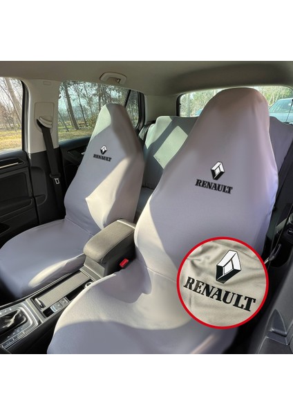 Renault Clio 2 Oto Koltuk Servis Kılıfı Gri Likralı Esnek Tüm Araç Modellerine Uygun Universal