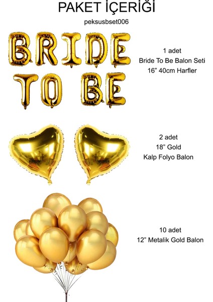 Bride To Be Folyo Balon Seti - Bekarlığa Veda Bride Partisi Balon Süsleme Gold Büyük fiyatları