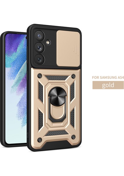 Samsung Galaxy A54 Kılıf Lens Sürgülü Yüzüklü Tank Silikon Pars