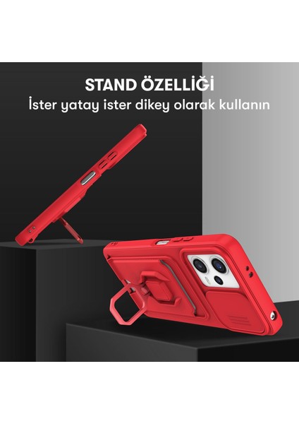 Xiaomi Redmi Note 12 Pro 4g Kılıf Ipli Lens Sürgülü Kartvizitli Yüzüklü Silikon