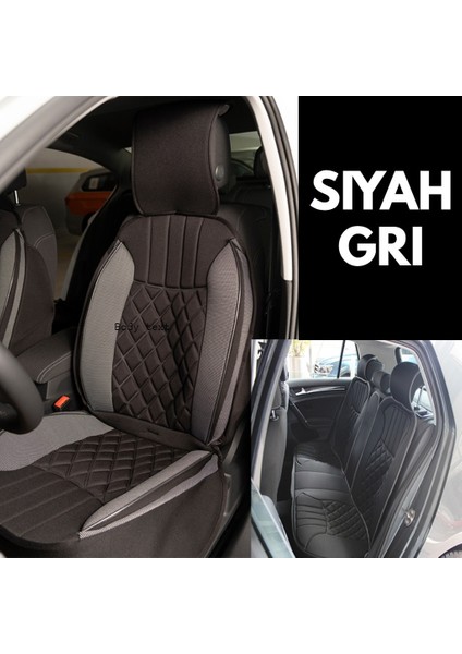 Ford Fiesta Eski Lüx Oto Koltuk Minderi Ön Arka 5'li Set Elegance Serisi Siyah Gri