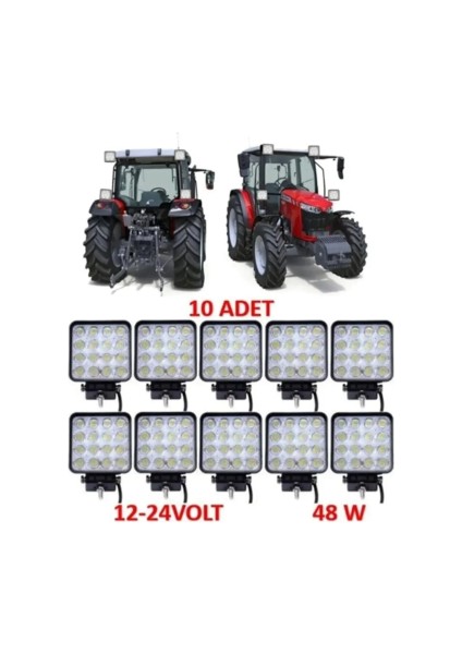 12V-24V Kare Çalışma Lambası 16 LED Off Road Lamba Uyumlu