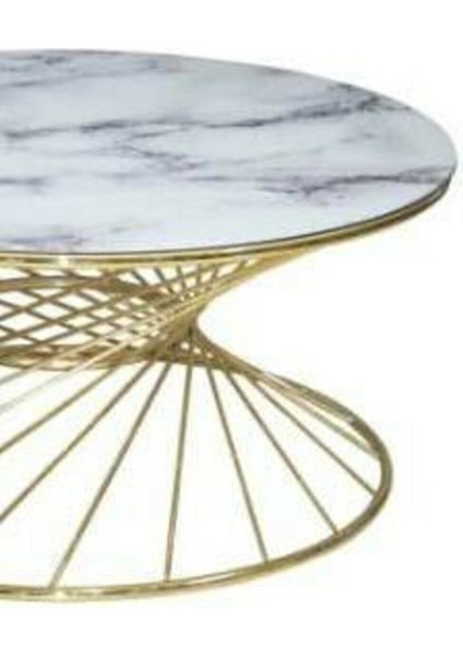 Orta Sehpa Brc Rivoli Model Beyaz Mermer Düz Cam Metal Çelik Altın Renk Kaplama Ayak El Yapım modelleri