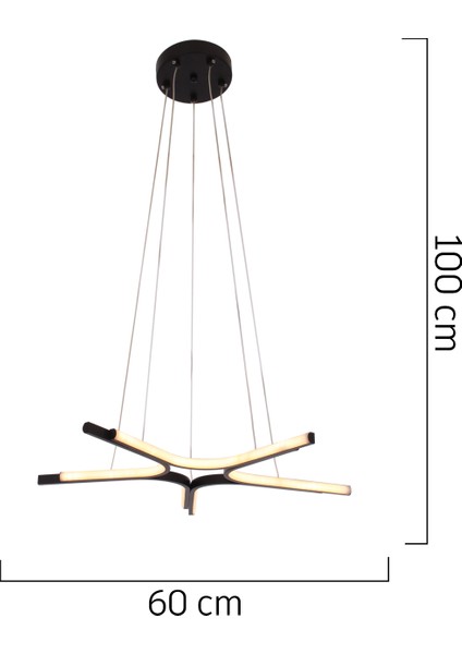 Simon Mat Siyah Boyalı 50 Watt LED 300K Salon Oturma Odası Genç Odası Ledli Avize