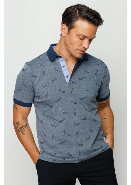 Erkek Polo Yaka Tüy Desenli T-Shirt Füme fiyatları