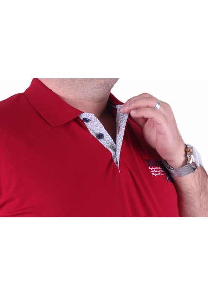 Mocgrande Erkek Büyük Beden Polo Tişört Nations Team 23402 Bordo