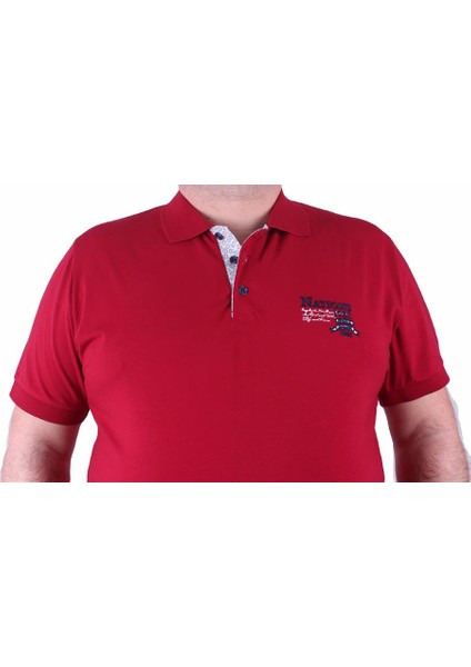 Mocgrande Erkek Büyük Beden Polo Tişört Nations Team 23402 Bordo