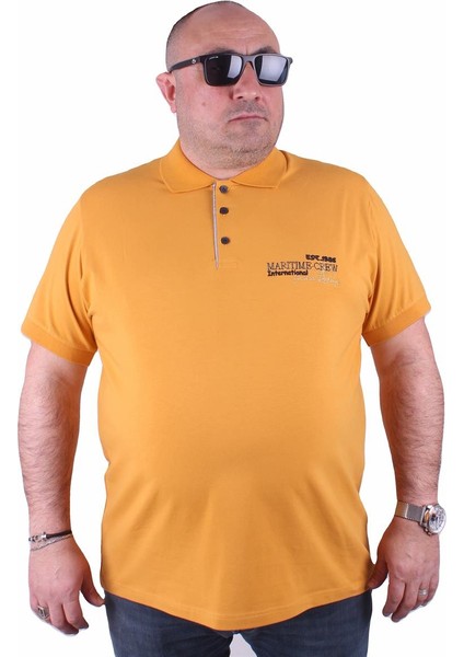 Mocgrande Erkek Büyük Beden Polo Tişört Maritime Crew 23401 Hardal