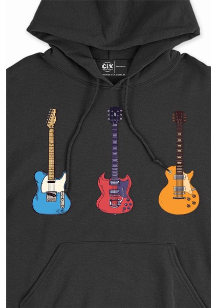 Rock Gitar Tasarımlı Kapşonlu Sweatshirt Hoodie fiyatları