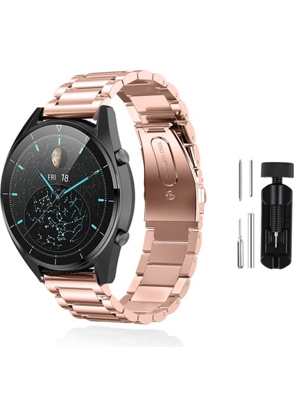 Huawei Watch Gt 2 Pro 46MM Uyumlu Kordon Paslanmaz Çelik Metal Kordon Ayarlama Aparatlı