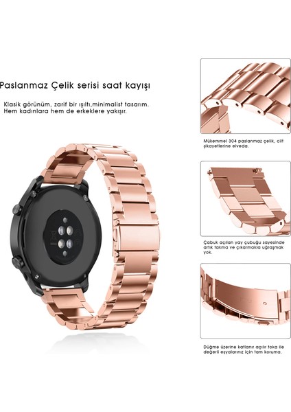 Huawei Watch Gt 2 Pro 46MM Uyumlu Kordon Paslanmaz Çelik Metal Kordon Ayarlama Aparatlı fiyatları