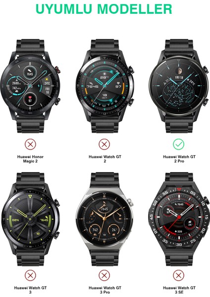 Huawei Watch Gt 2 Pro 46MM Uyumlu Kordon Paslanmaz Çelik Metal Kordon Ayarlama Aparatlı indirimleri