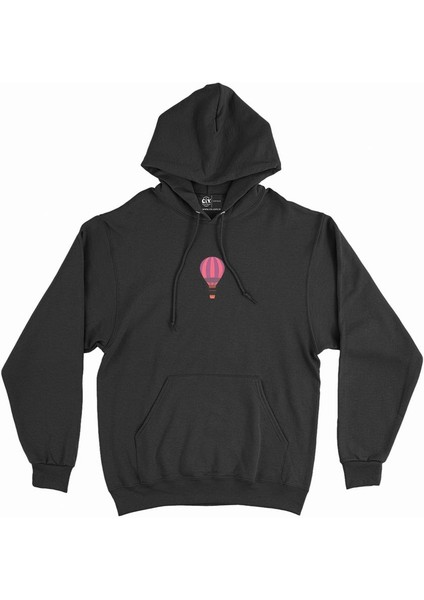 Pembe Uçan Balon Minimal Kapşonlu Sweatshirt Hoodie