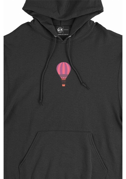 Pembe Uçan Balon Minimal Kapşonlu Sweatshirt Hoodie