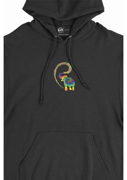 Renkli Fil Gökkuşağı Minimal Kapşonlu Sweatshirt Hoodie fiyatları