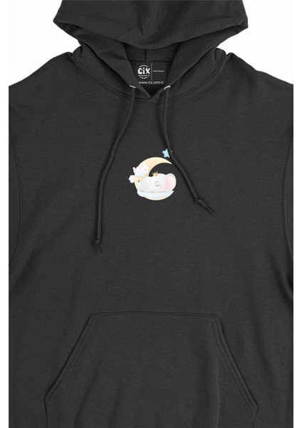 Uyuyan Fil Minimal Kapşonlu Sweatshirt Hoodie fiyatları