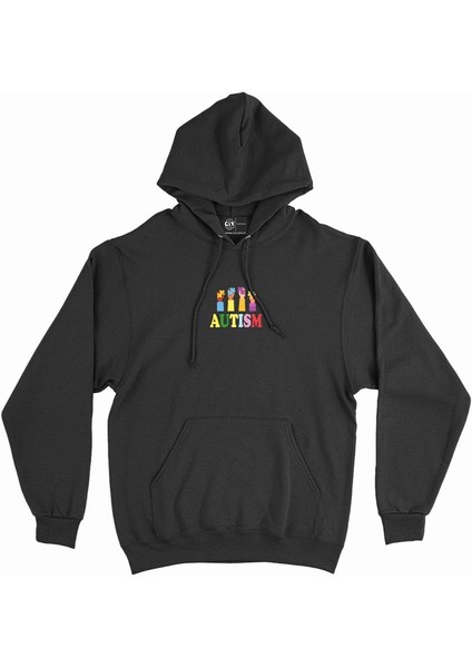 Renkli Otizm Günü Minimal Kapşonlu Sweatshirt Hoodie