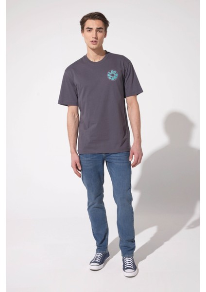 Loose Fit Rahat Kesim %100 Pamuk Bisiklet Yaka Pembe Tişört