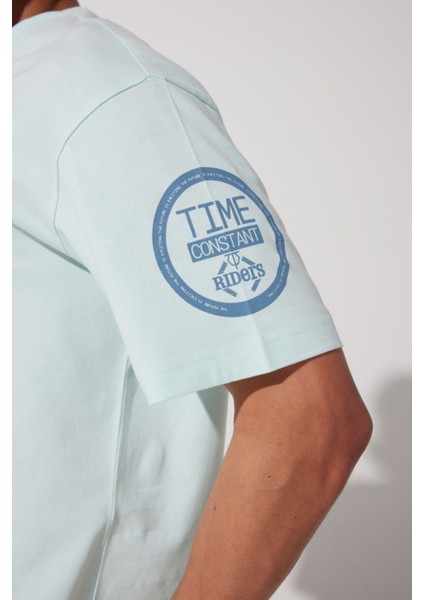 Riders By Lee Loose Fit %100 Pamuk Bisiklet Yaka Mint Yeşili Tişört modelleri