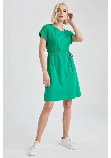 A Kesim Bisiklet Yaka Mini Kısa Kollu %100 Pamuk Elbise T8057AZ23SM fiyatları