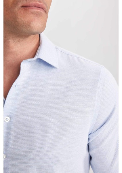 Slim Fit Dokulu Uzun Kollu Pamuklu Gömlek Z8168AZ23SP