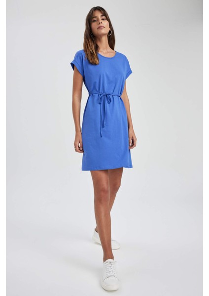 A Kesim Bisiklet Yaka Mini Kısa Kollu %100 Pamuk Elbise T8057AZ23SM fiyatları