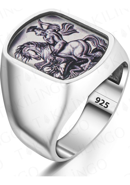 925 Ayar Gümüş Büyük Iskender Motifli Sade Erkek Yüzük fiyatları