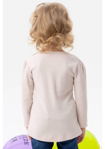 Kız Çocuk Uzun Kollu Tişört Güpürlü 1-4 Yaş, Bej fiyatları