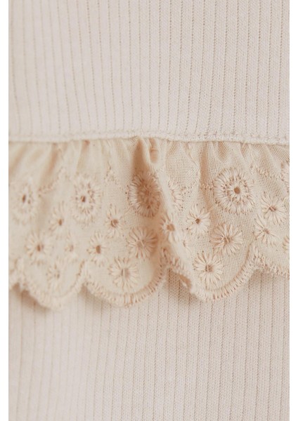 Kız Çocuk Uzun Kollu Tişört Güpürlü 1-4 Yaş, Bej indirimleri