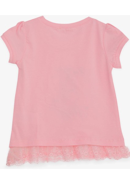 Kız Çocuk Tişört Sevimli Kız Baskılı Beli Güpürlü 1-4 Yaş, Pembe fiyatları