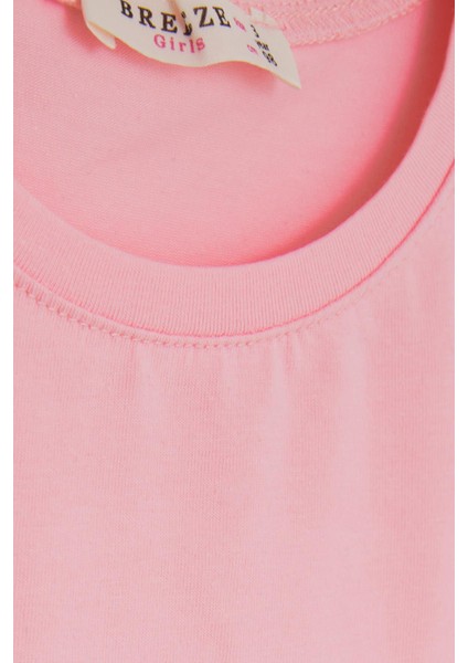 Kız Çocuk Tişört Sevimli Kız Baskılı Beli Güpürlü 1-4 Yaş, Pembe modelleri