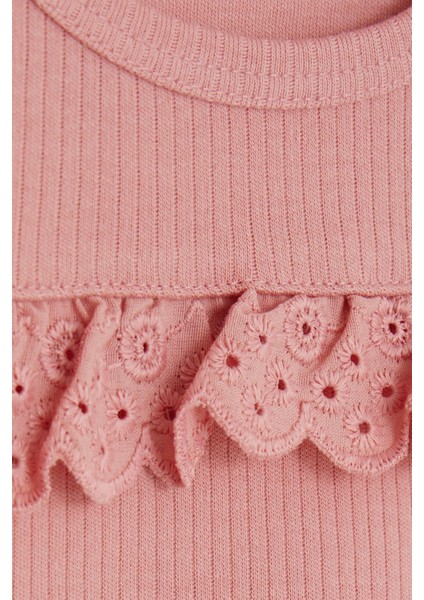 Kız Çocuk Uzun Kollu Tişört Güpürlü 1-4 Yaş, Gülkurusu fırsatları